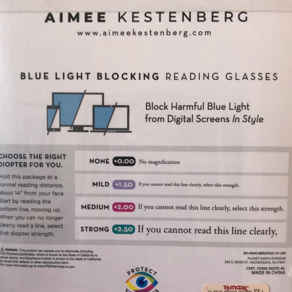 NEW In Box Aimee Kestenberg Blue Light Blocking Reading Glasses 2.0 - Picture 5 of 6